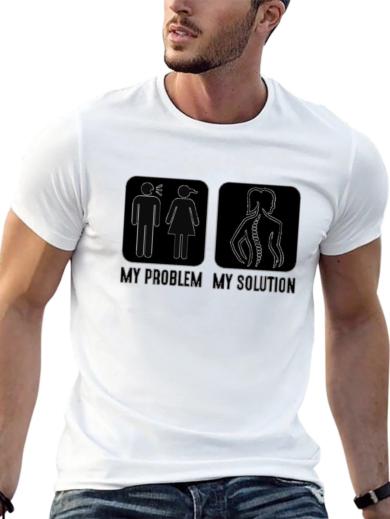 Humorous My Problem My Solution Chiropractic T-Shirt