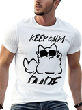 Keep Calm Dude Cat T-Shirt - Black