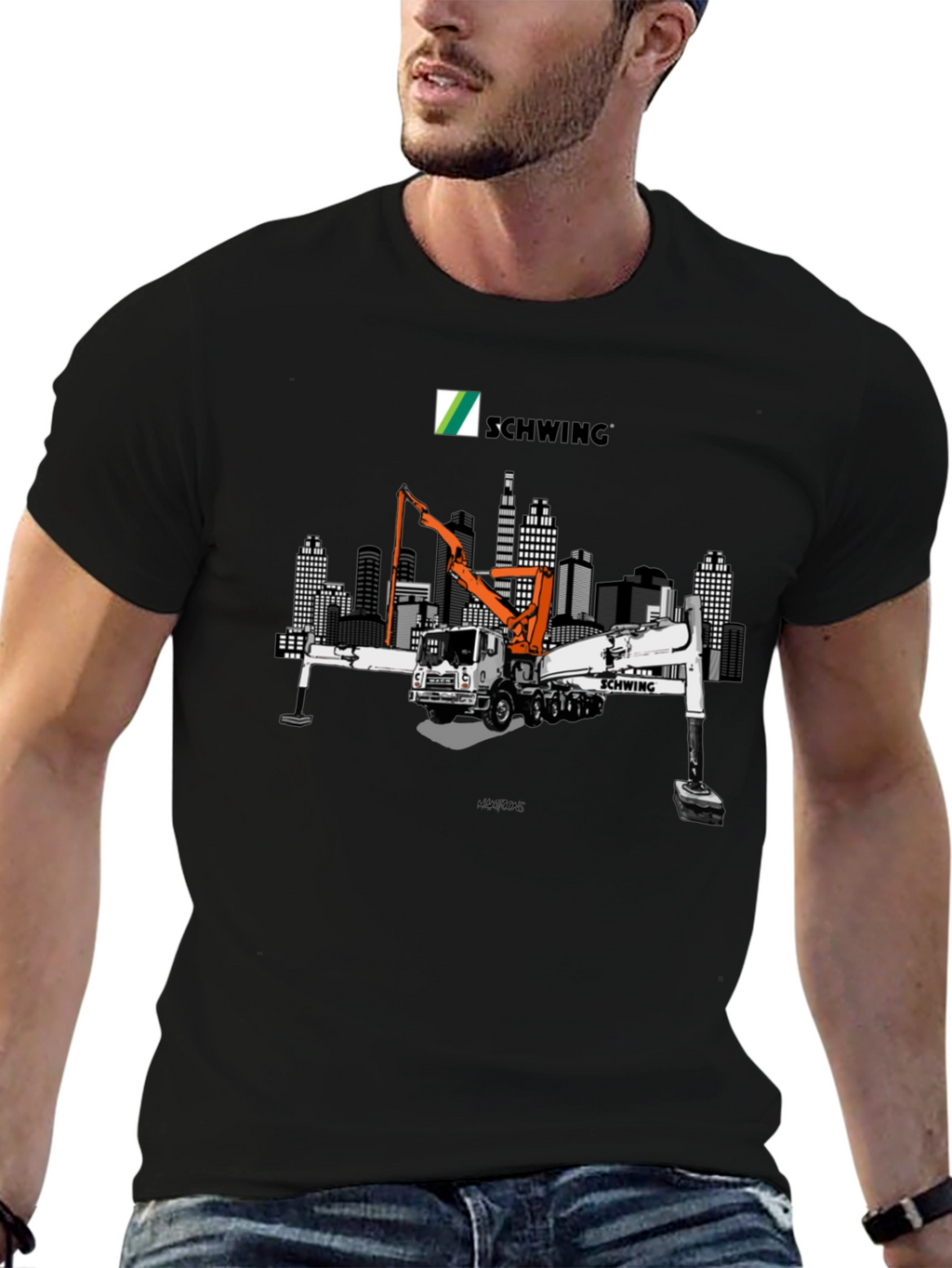 Schwing Concrete Pump Truck Black T-Shirt