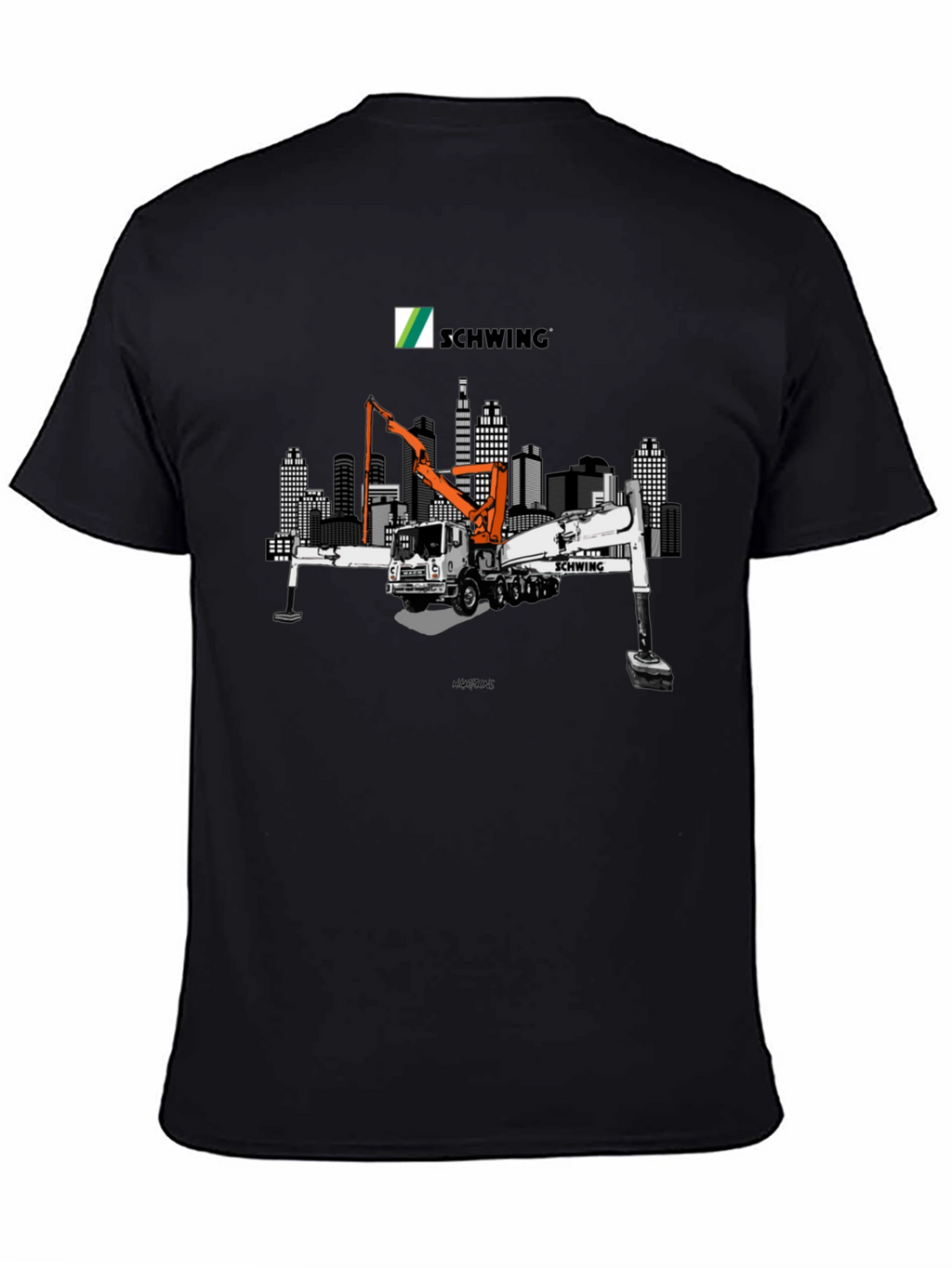 Schwing Concrete Pump Truck Black T-Shirt