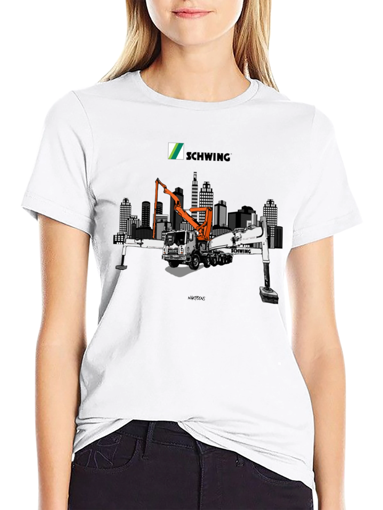 Schwing Concrete Pump Truck Black T-Shirt