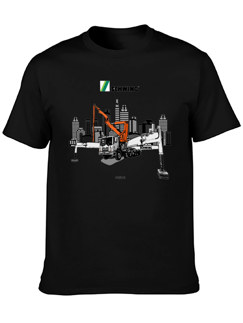 Schwing Concrete Pump Truck Black T-Shirt