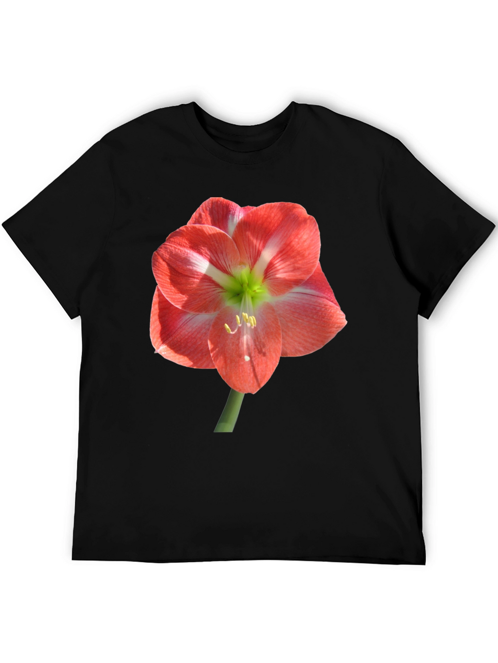 Black T-Shirt with Large Floral Print