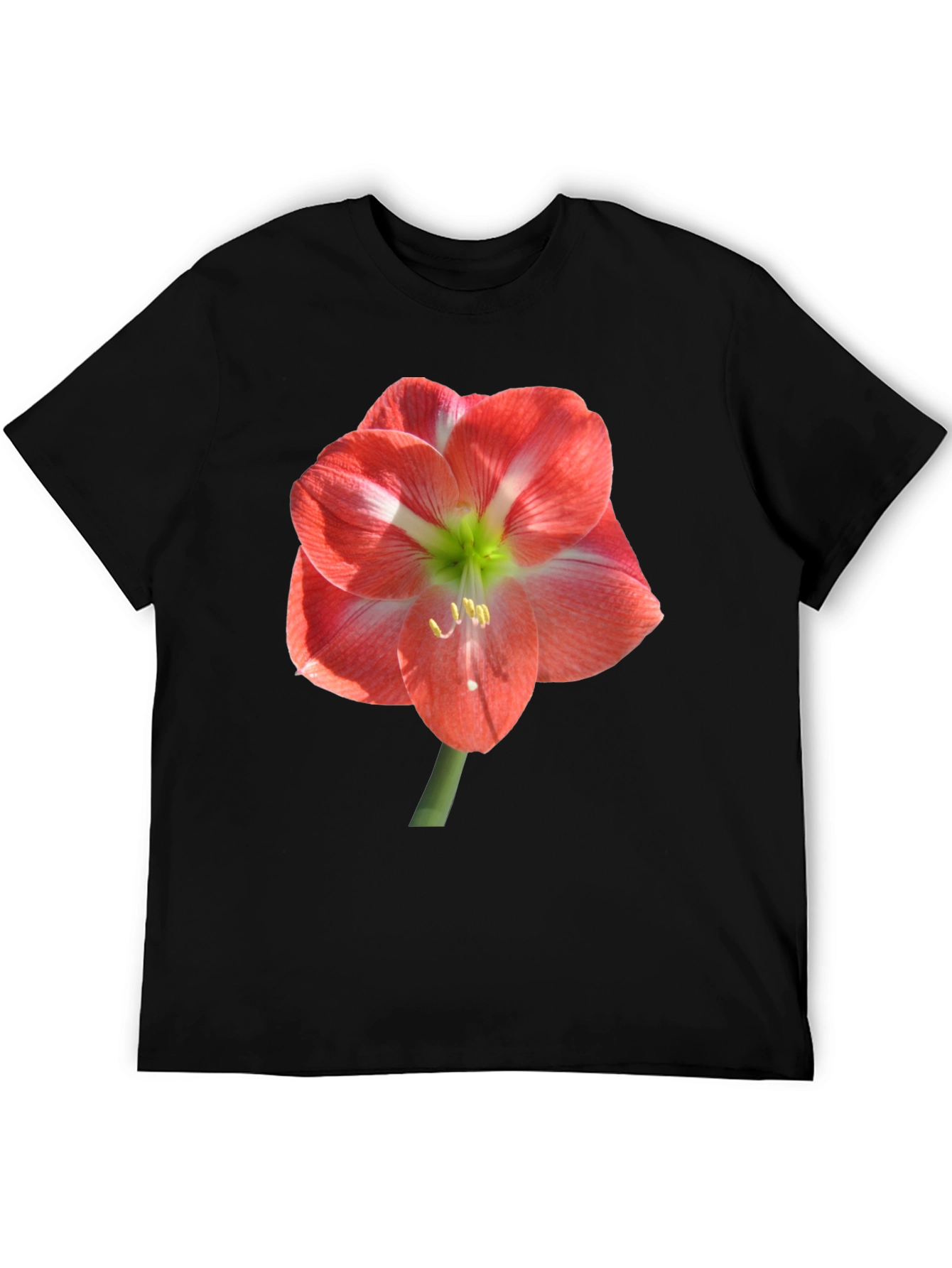 Black T-Shirt with Large Floral Print