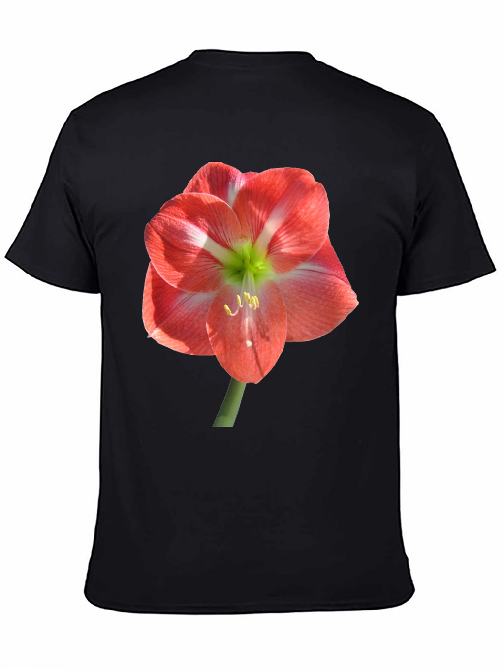 Black T-Shirt with Large Floral Print