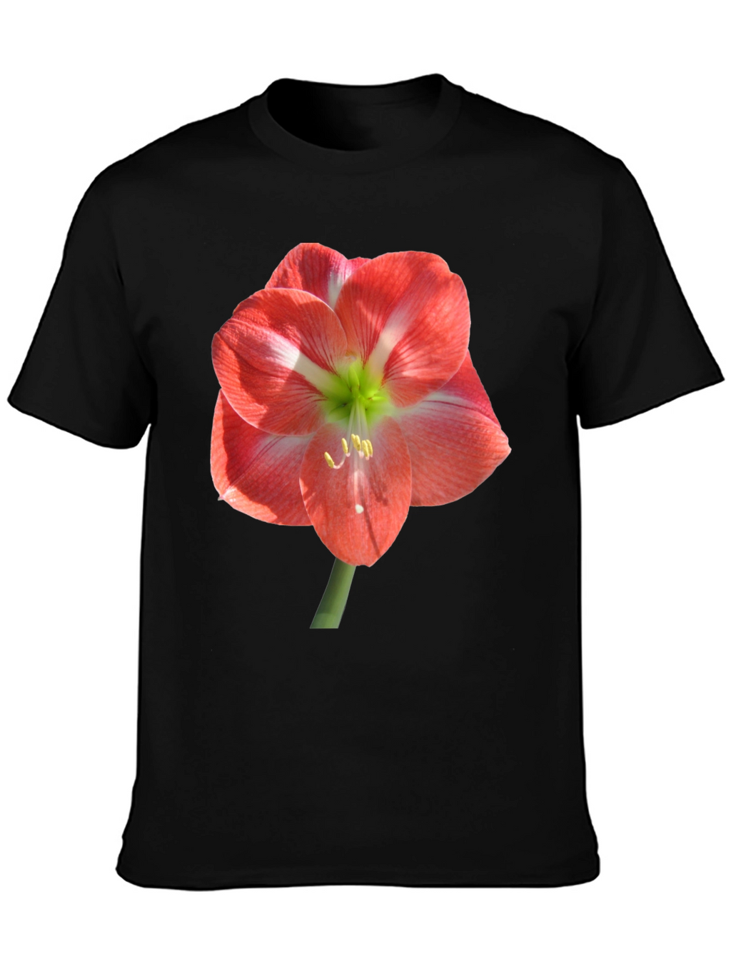 Black T-Shirt with Large Floral Print