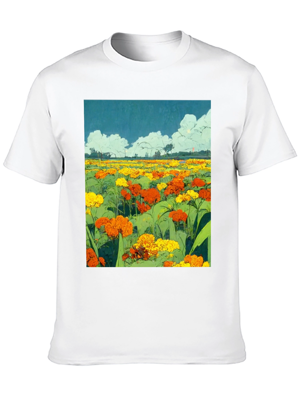 Floral Field Graphic T-Shirt - Black