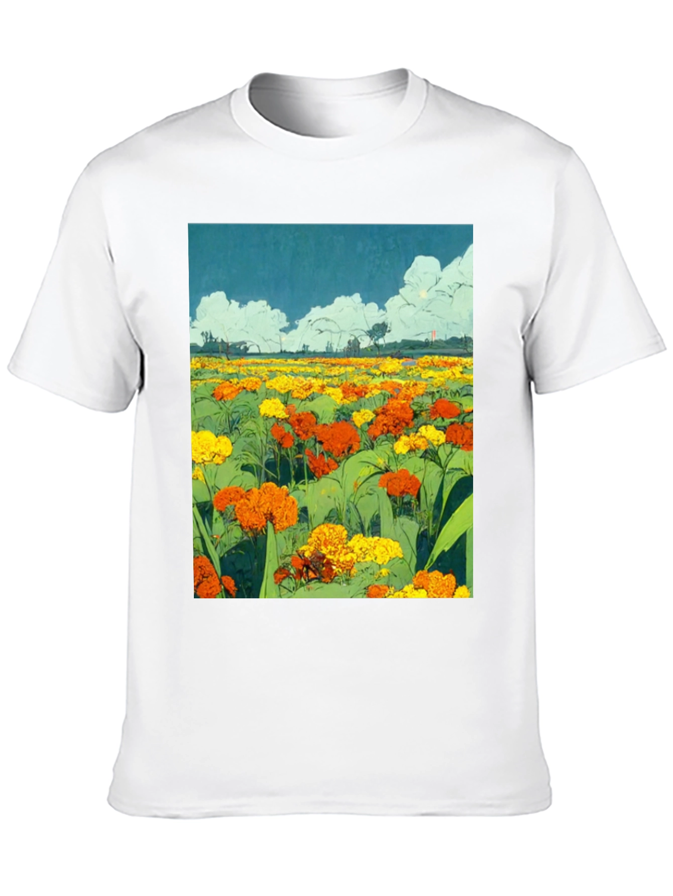 Floral Field Graphic T-Shirt - Black