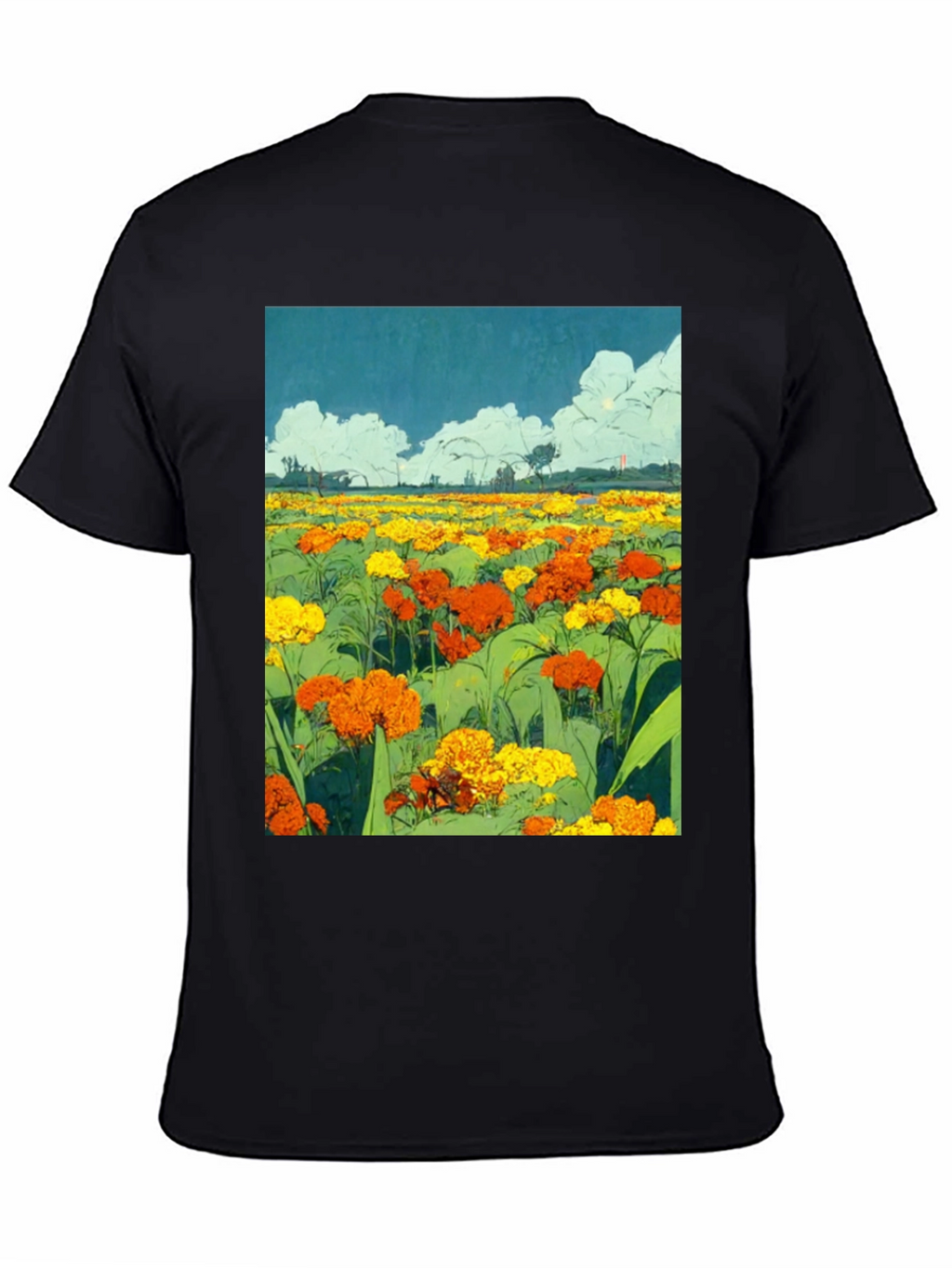 Floral Field Graphic T-Shirt - Black
