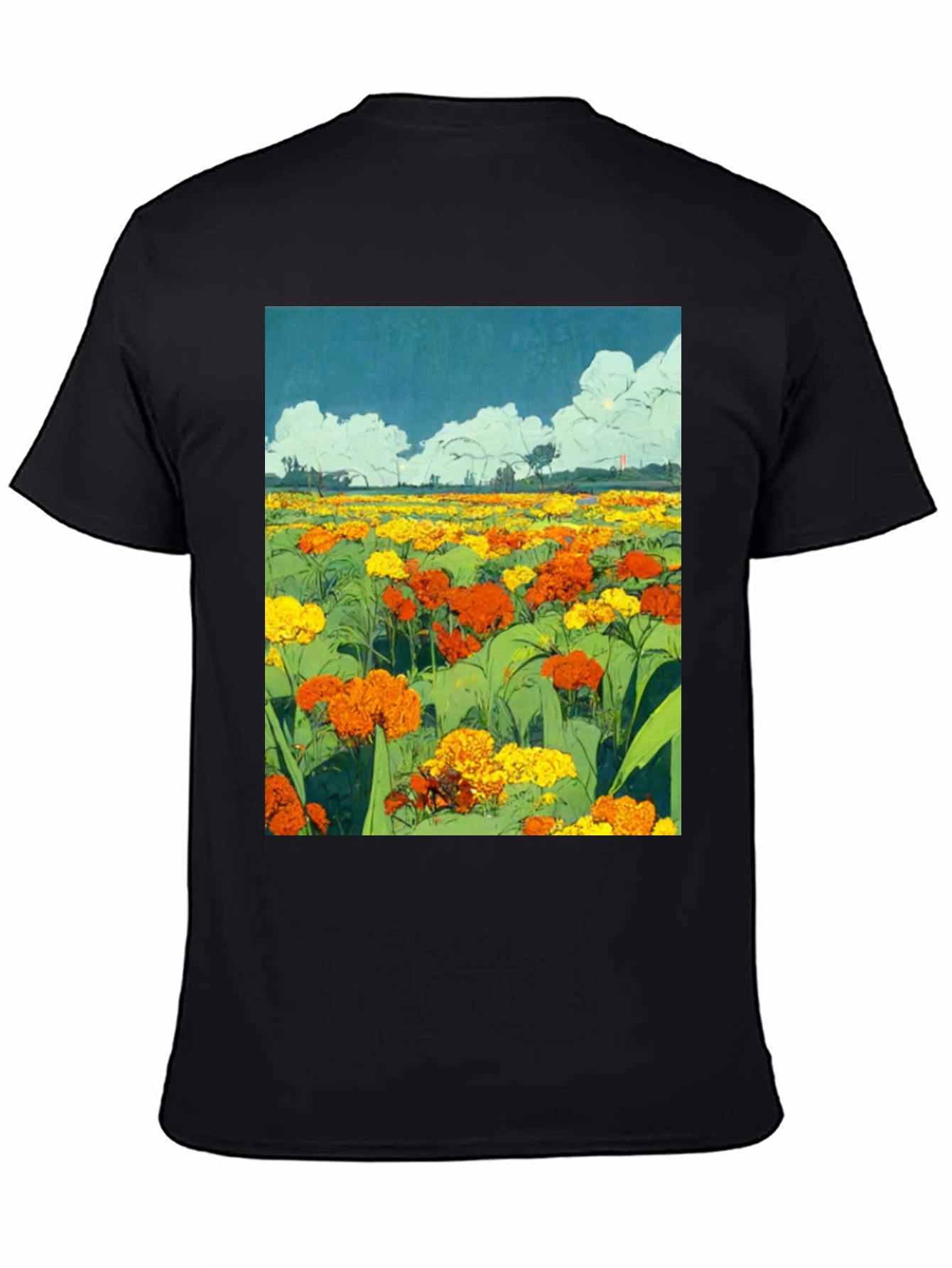 Floral Field Graphic T-Shirt - Black