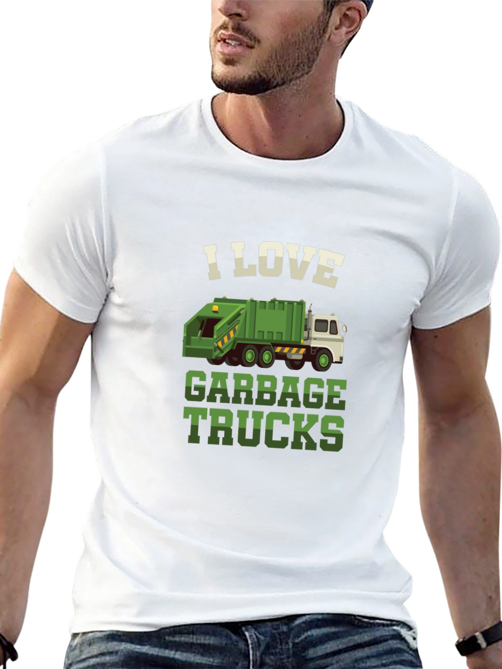 I Love Garbage Trucks Graphic Tee - Black
