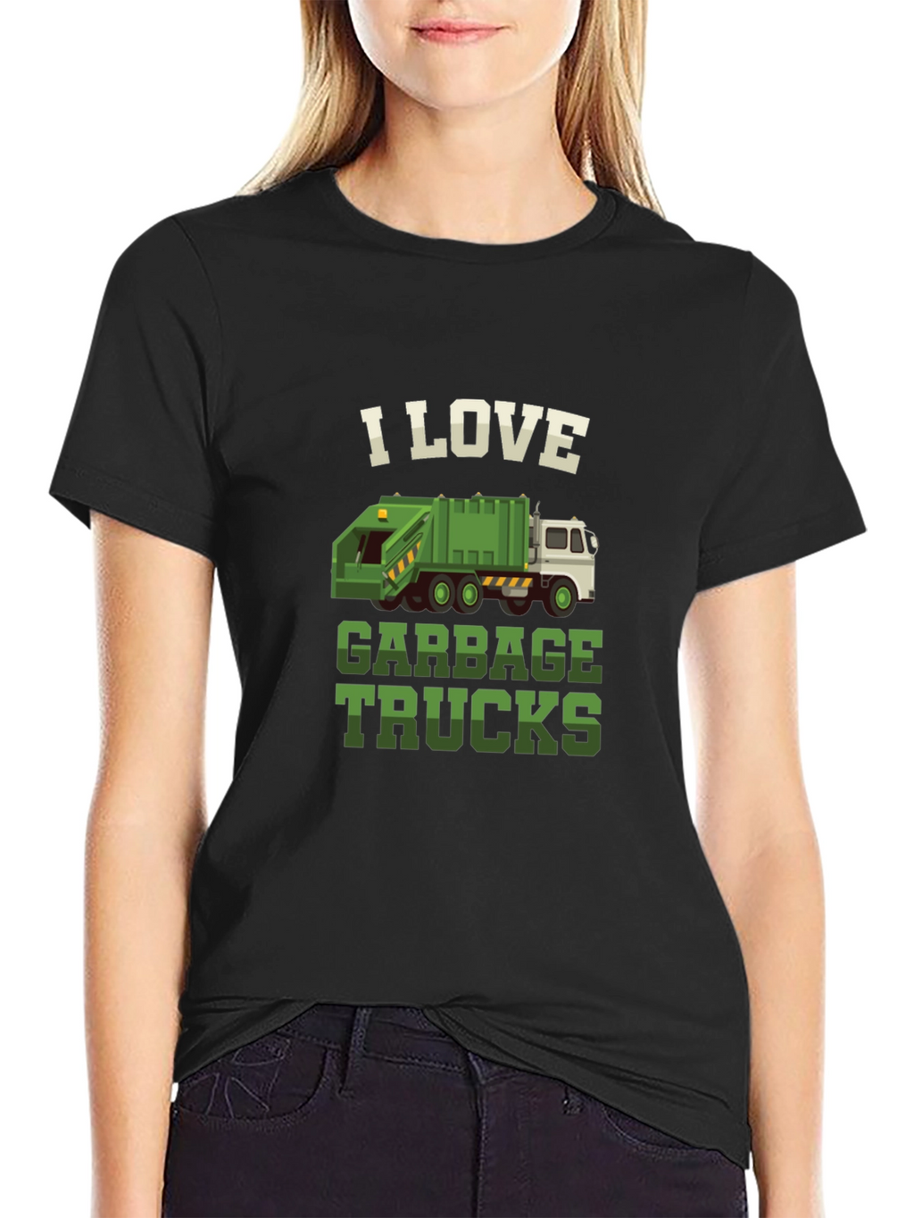 I Love Garbage Trucks Graphic Tee - Black