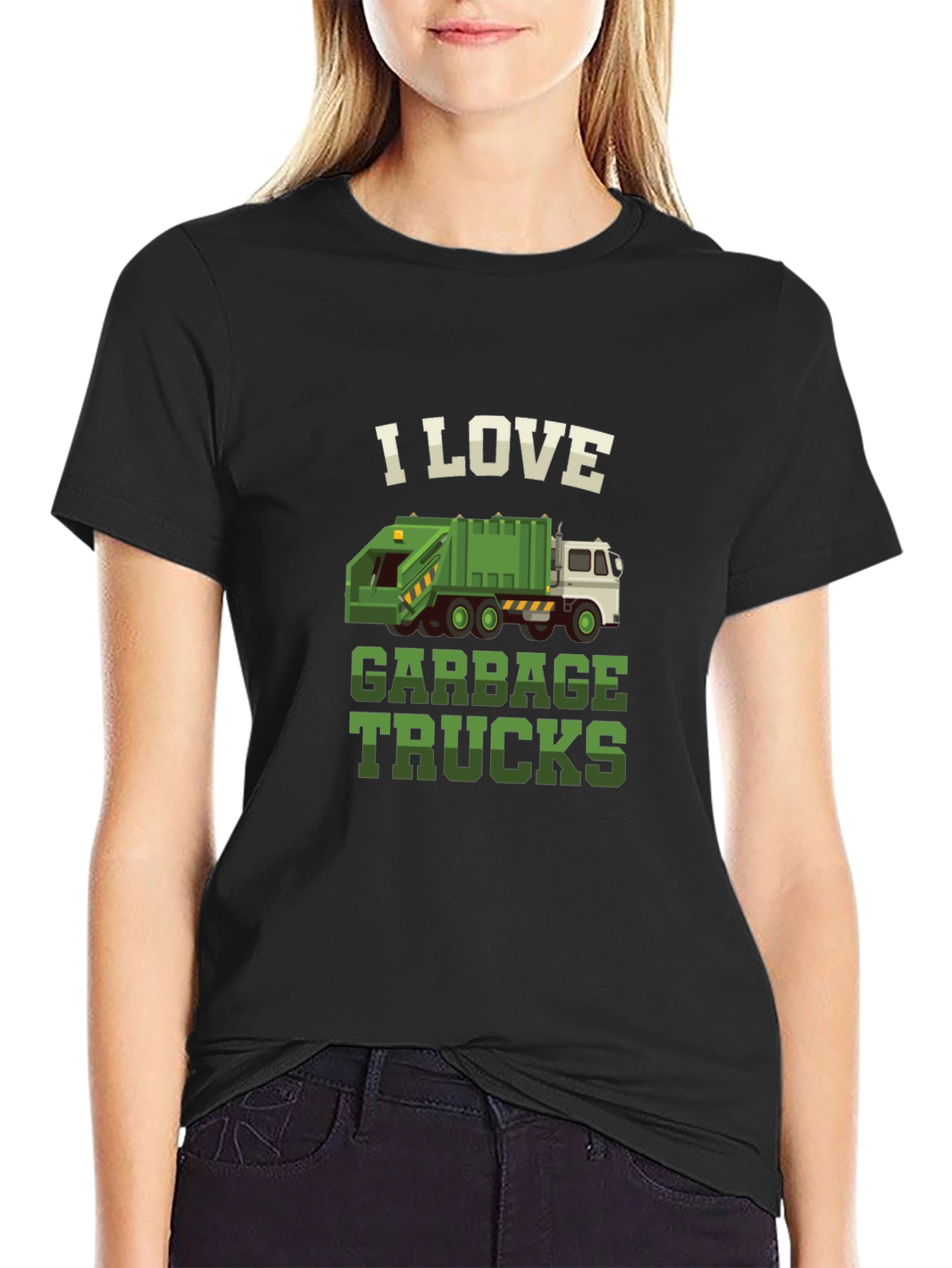 I Love Garbage Trucks Graphic Tee - Black