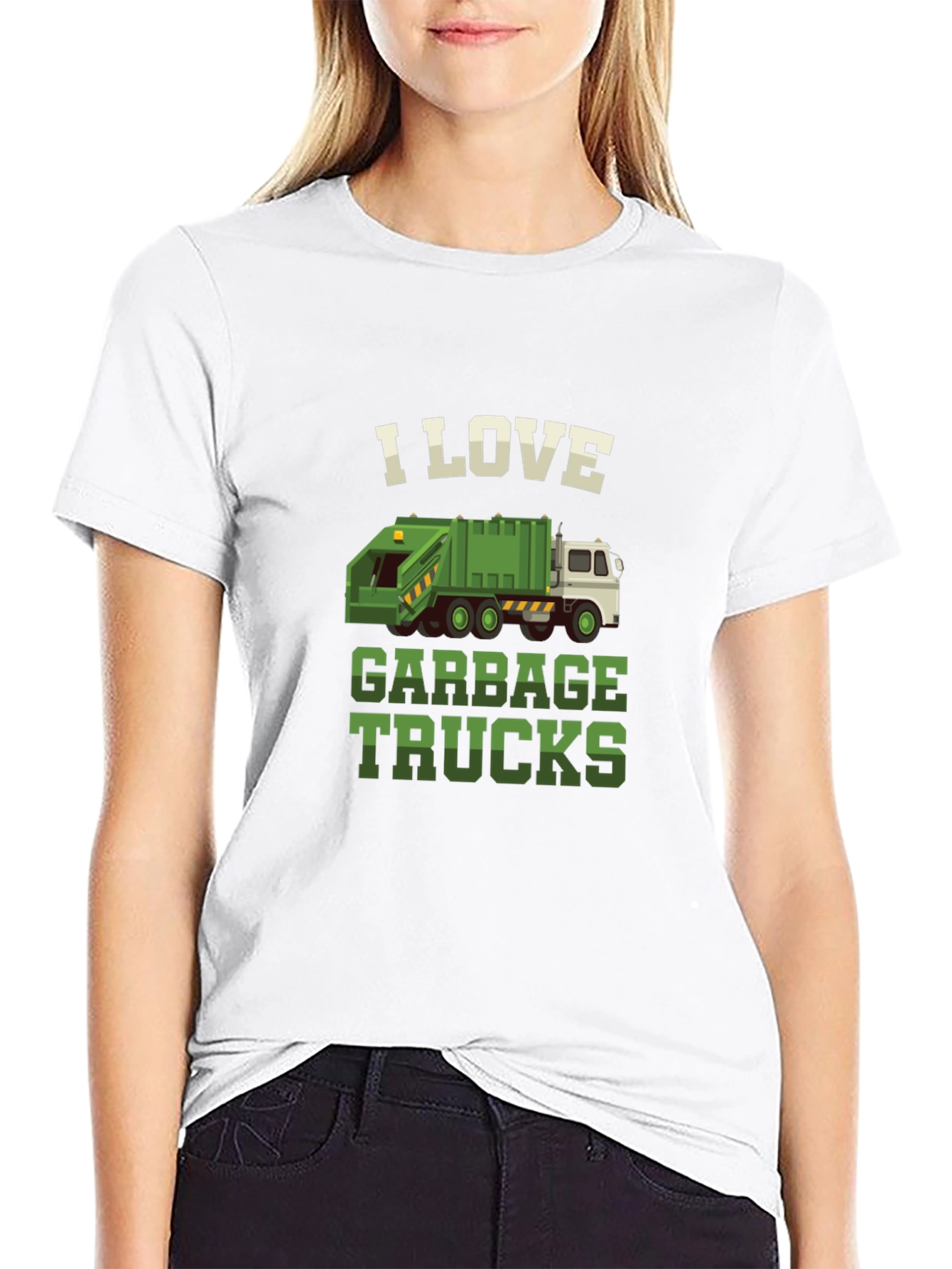 I Love Garbage Trucks Graphic Tee - Black