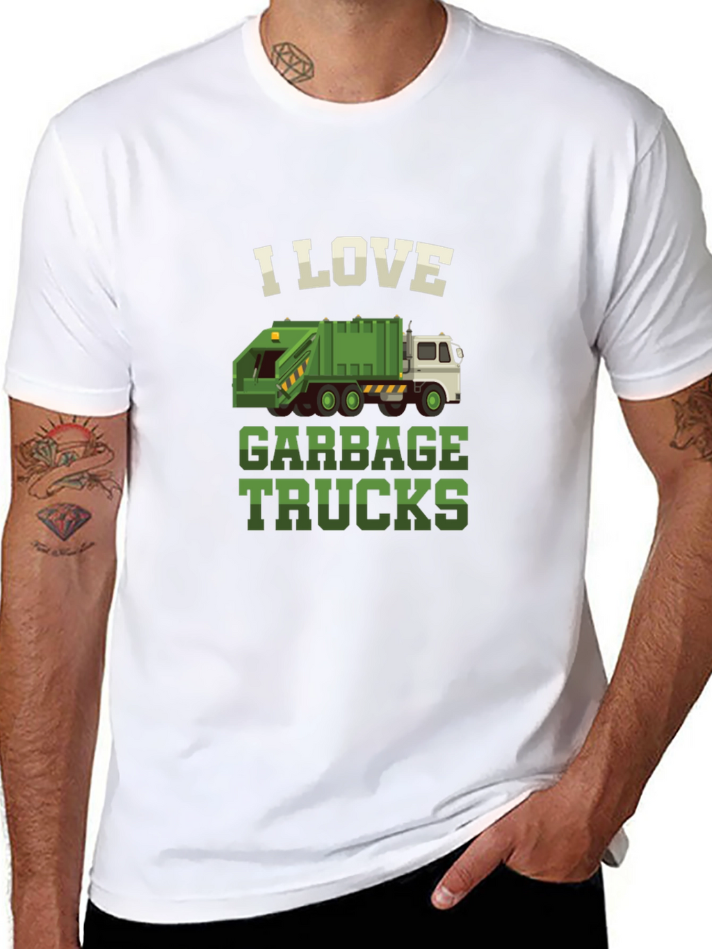 I Love Garbage Trucks Graphic Tee - Black