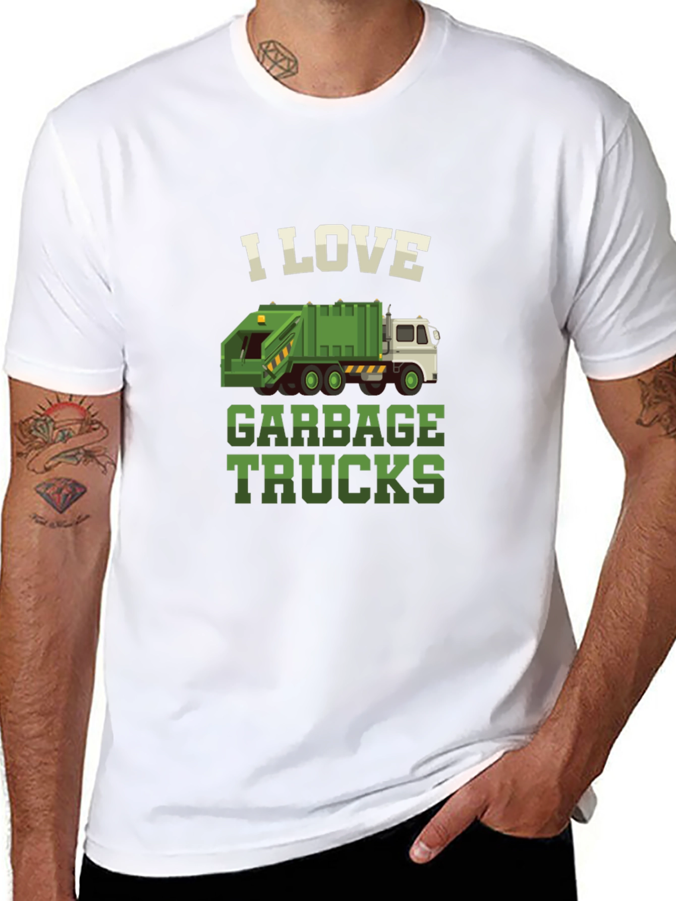 I Love Garbage Trucks Graphic Tee - Black
