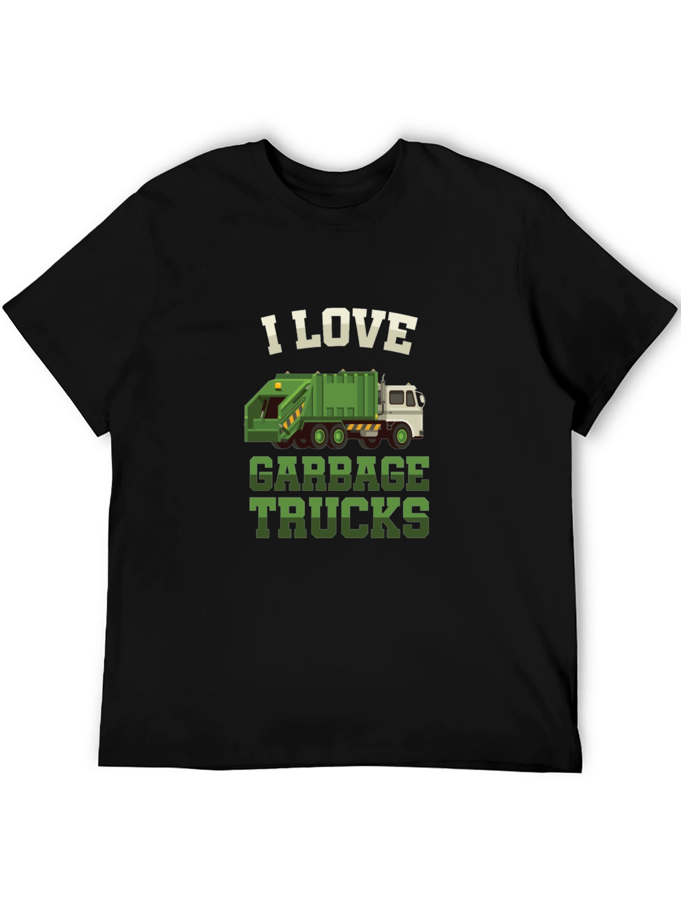 I Love Garbage Trucks Graphic Tee - Black