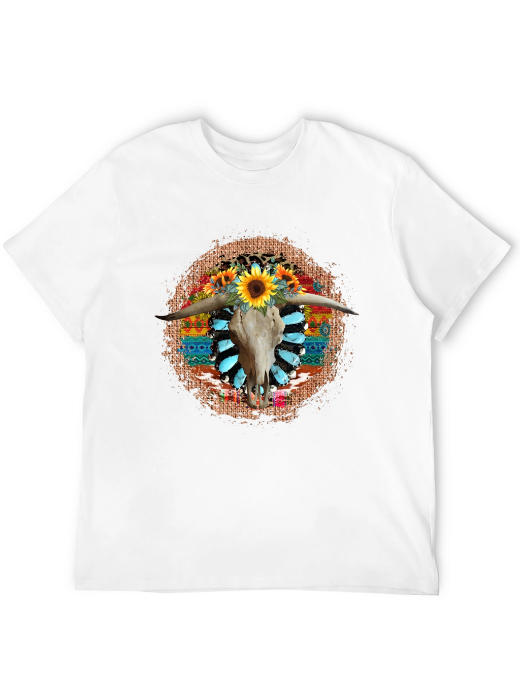 Rustic Steer Skull Sunflower Graphic Tee