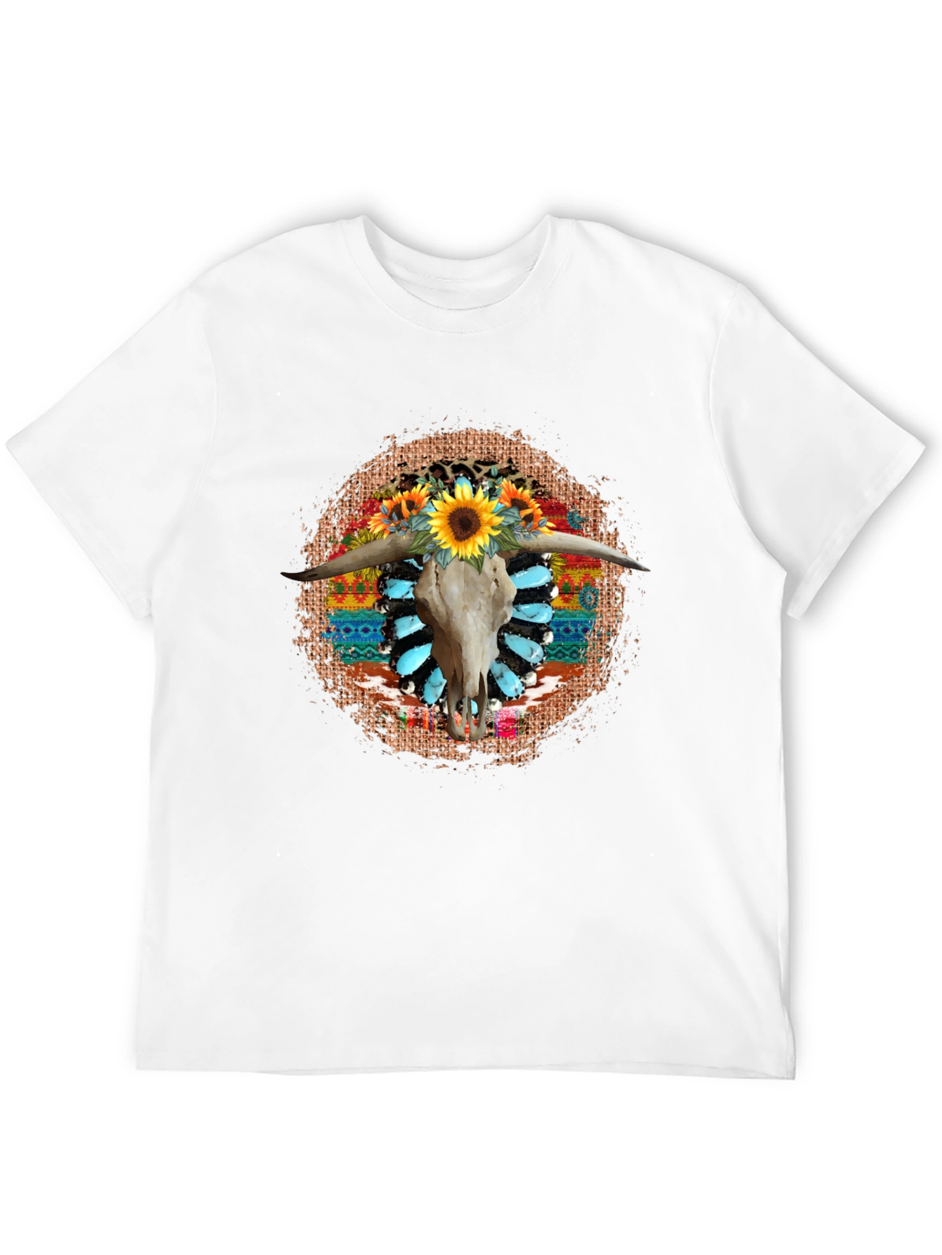 Rustic Steer Skull Sunflower Graphic Tee