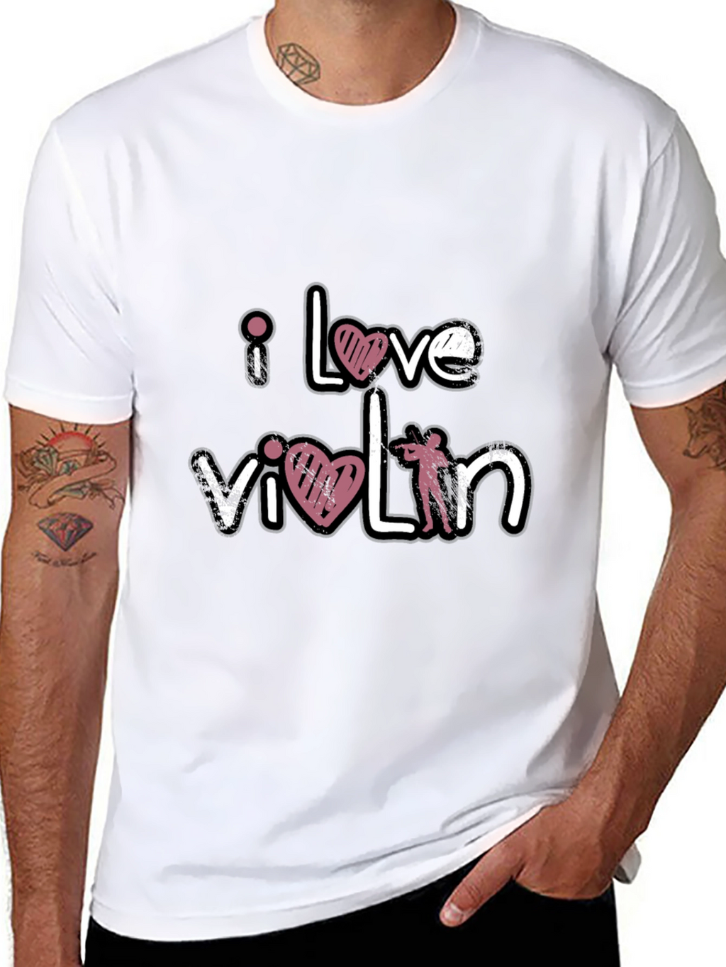 I Love Violin Black T-Shirt