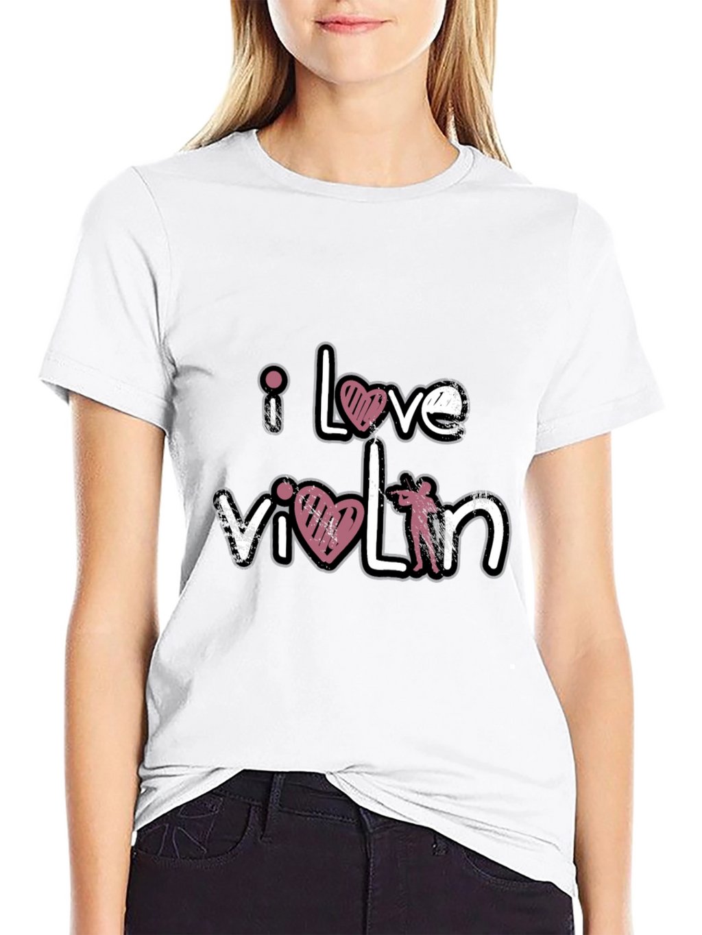 I Love Violin Black T-Shirt