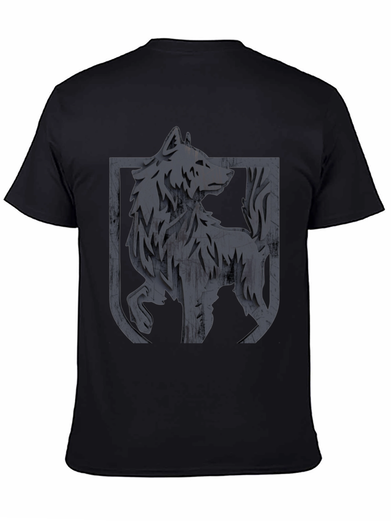 Mens Black Wolf Graphic T-Shirt