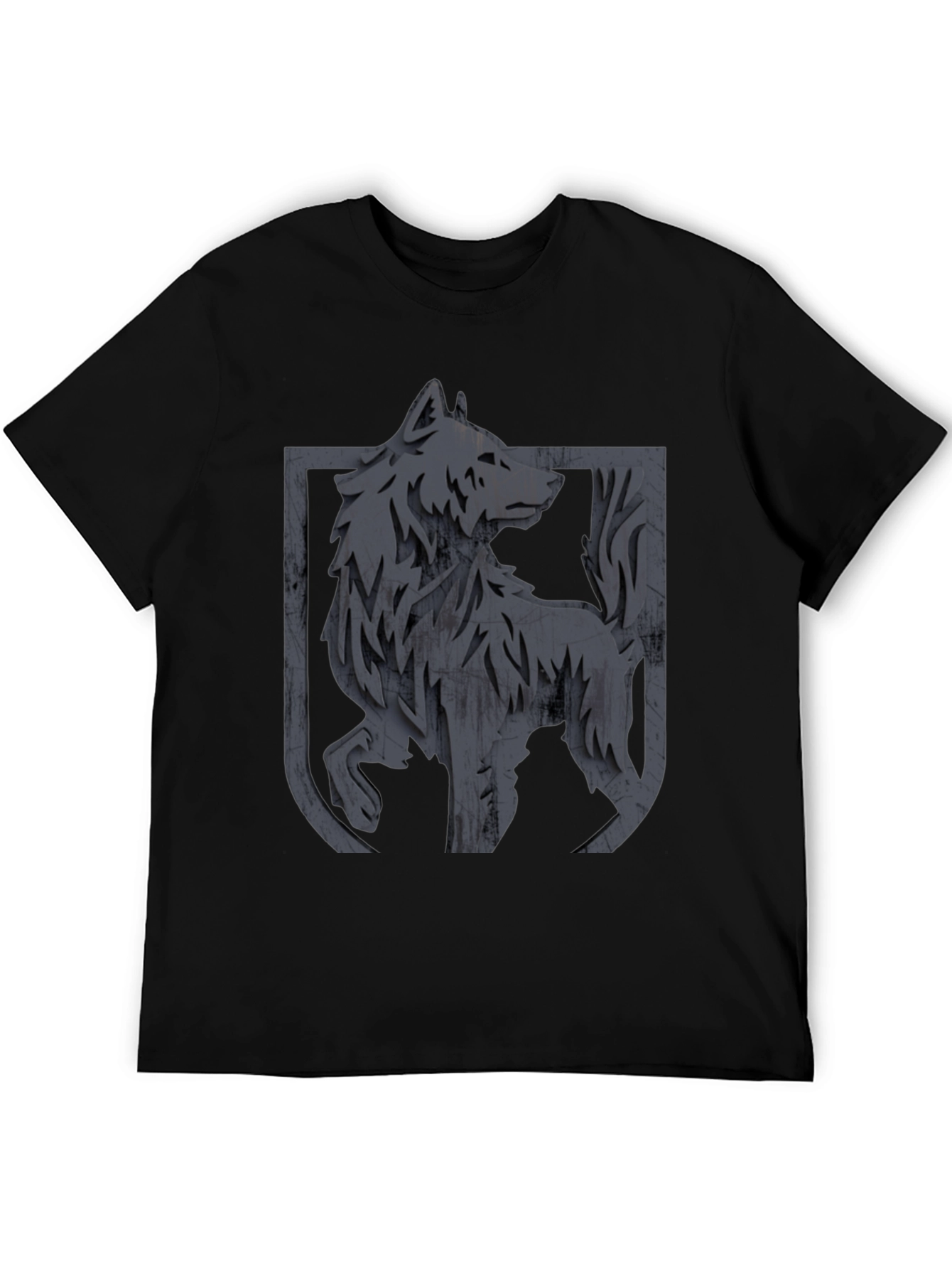 Mens Black Wolf Graphic T-Shirt