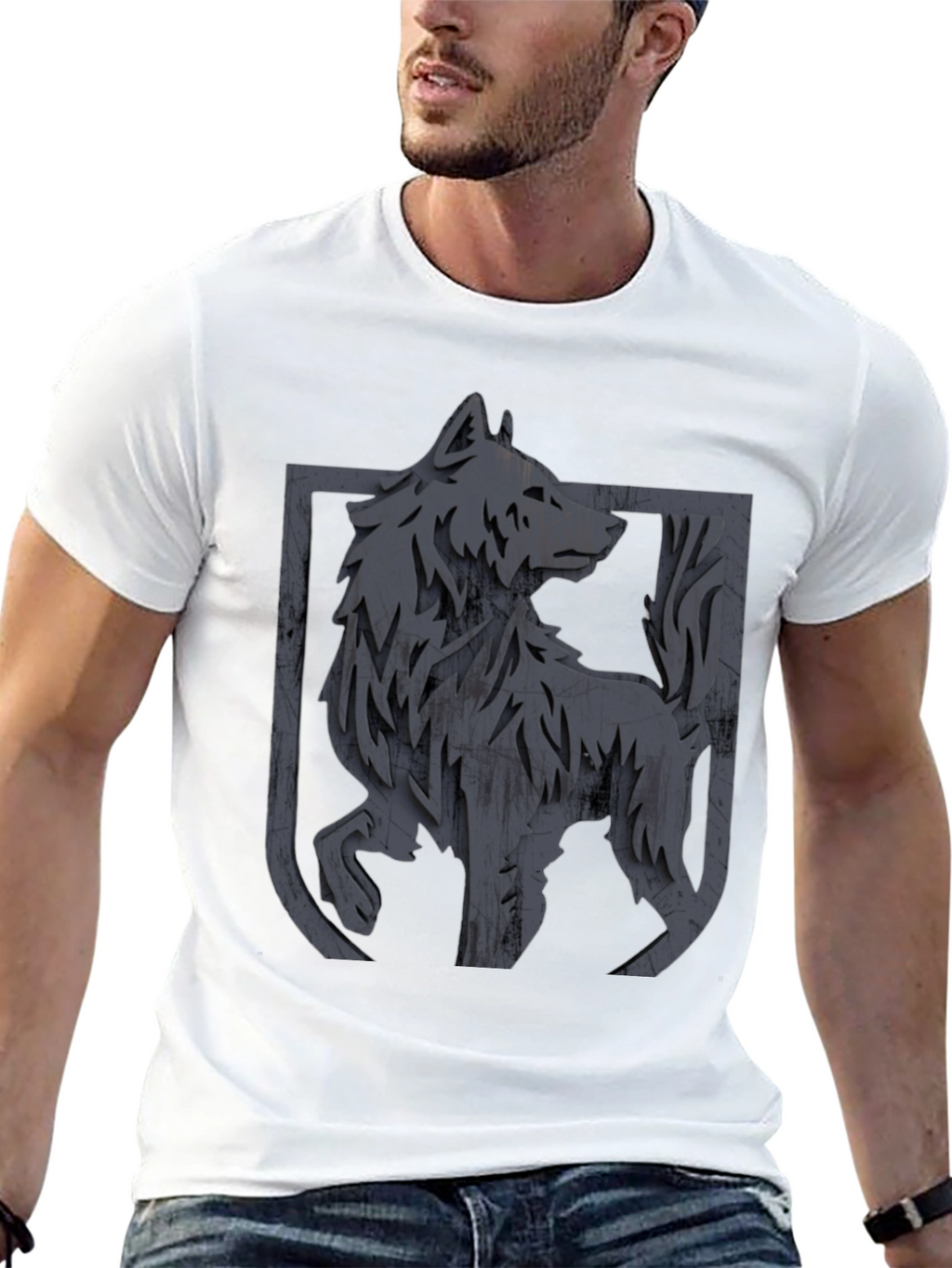 Mens Black Wolf Graphic T-Shirt