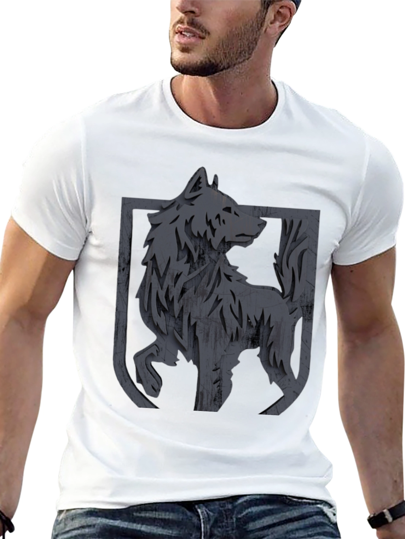 Mens Black Wolf Graphic T-Shirt