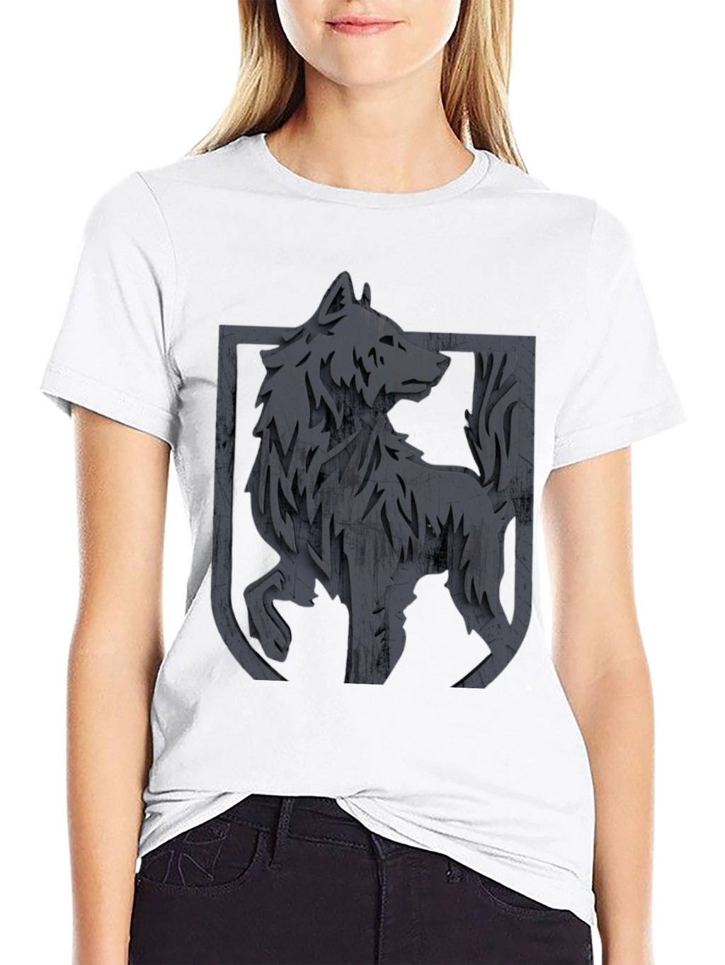 Mens Black Wolf Graphic T-Shirt