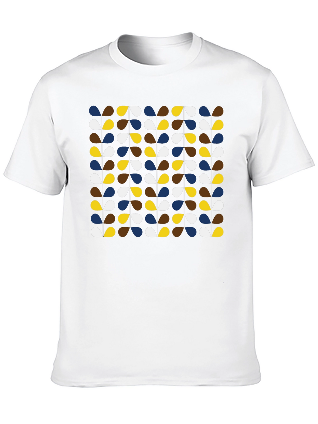 Retro Botanical Pattern Black T-Shirt