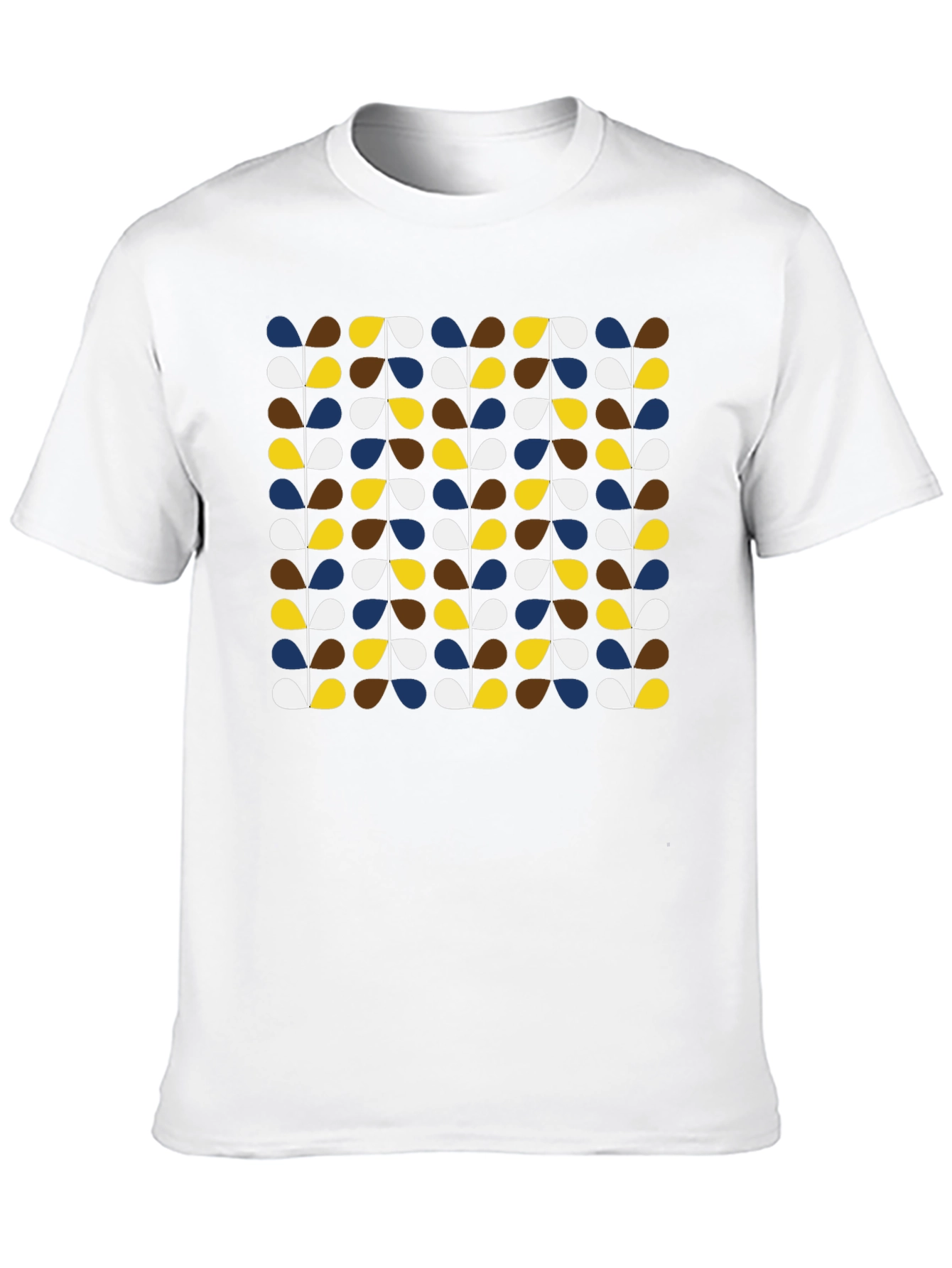 Retro Botanical Pattern Black T-Shirt