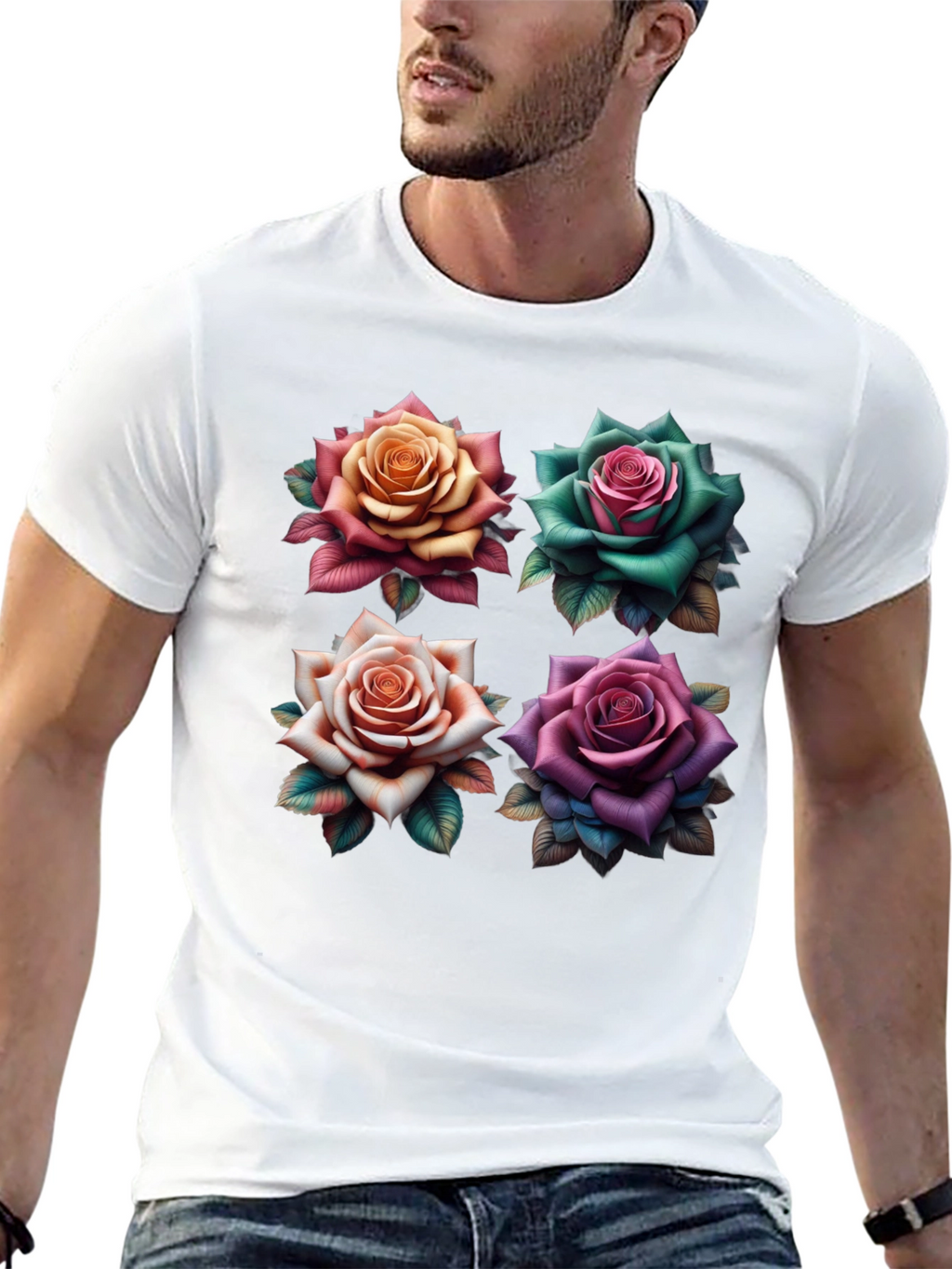 Floral Roses Graphic T-Shirt - Unique Design