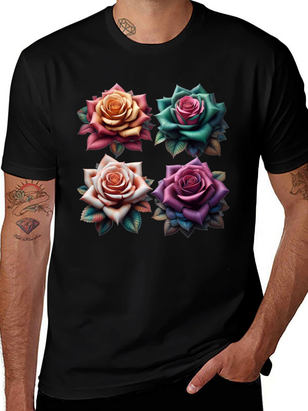Floral Roses Graphic T-Shirt - Unique Design