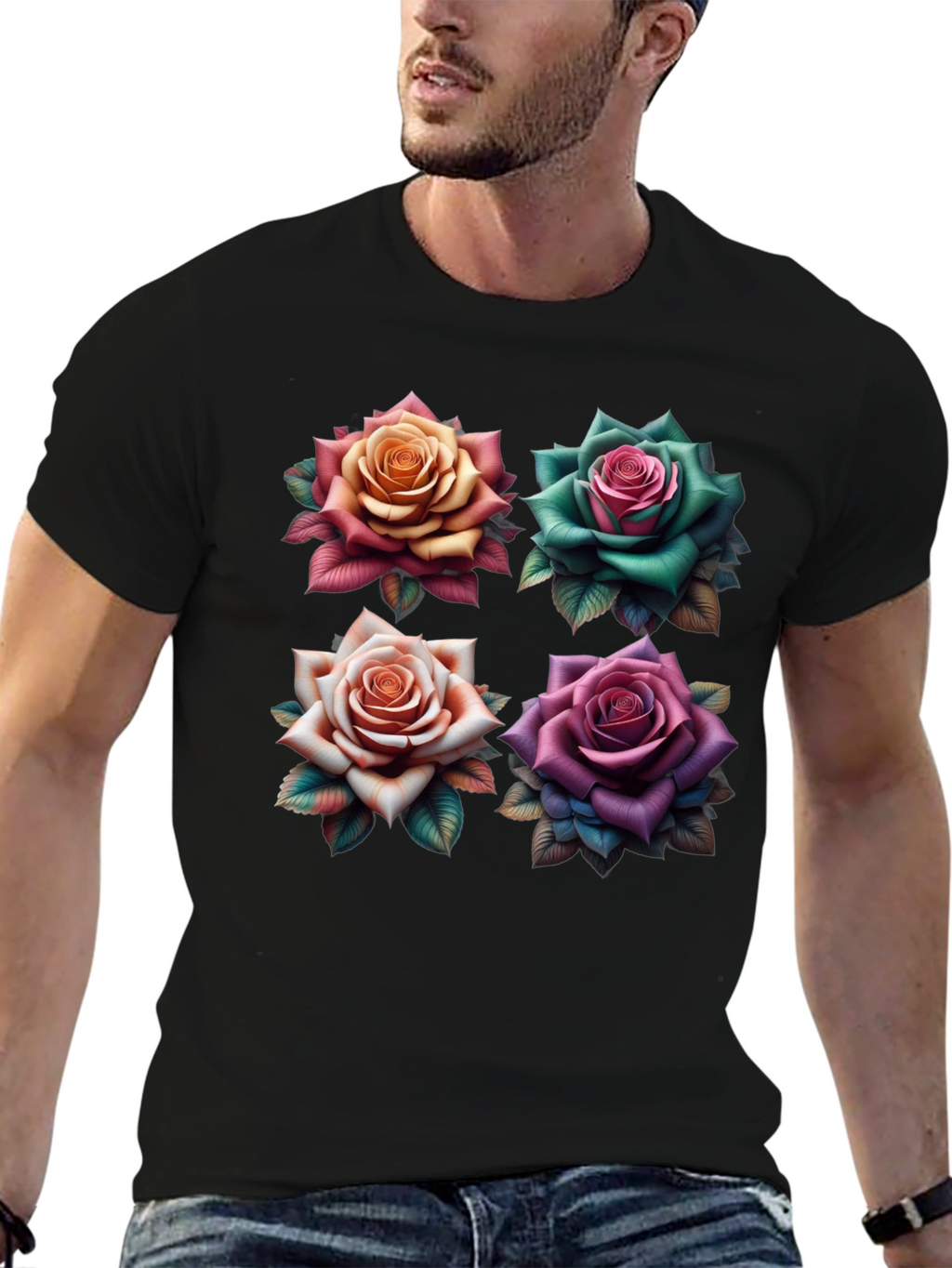 Floral Roses Graphic T-Shirt - Unique Design