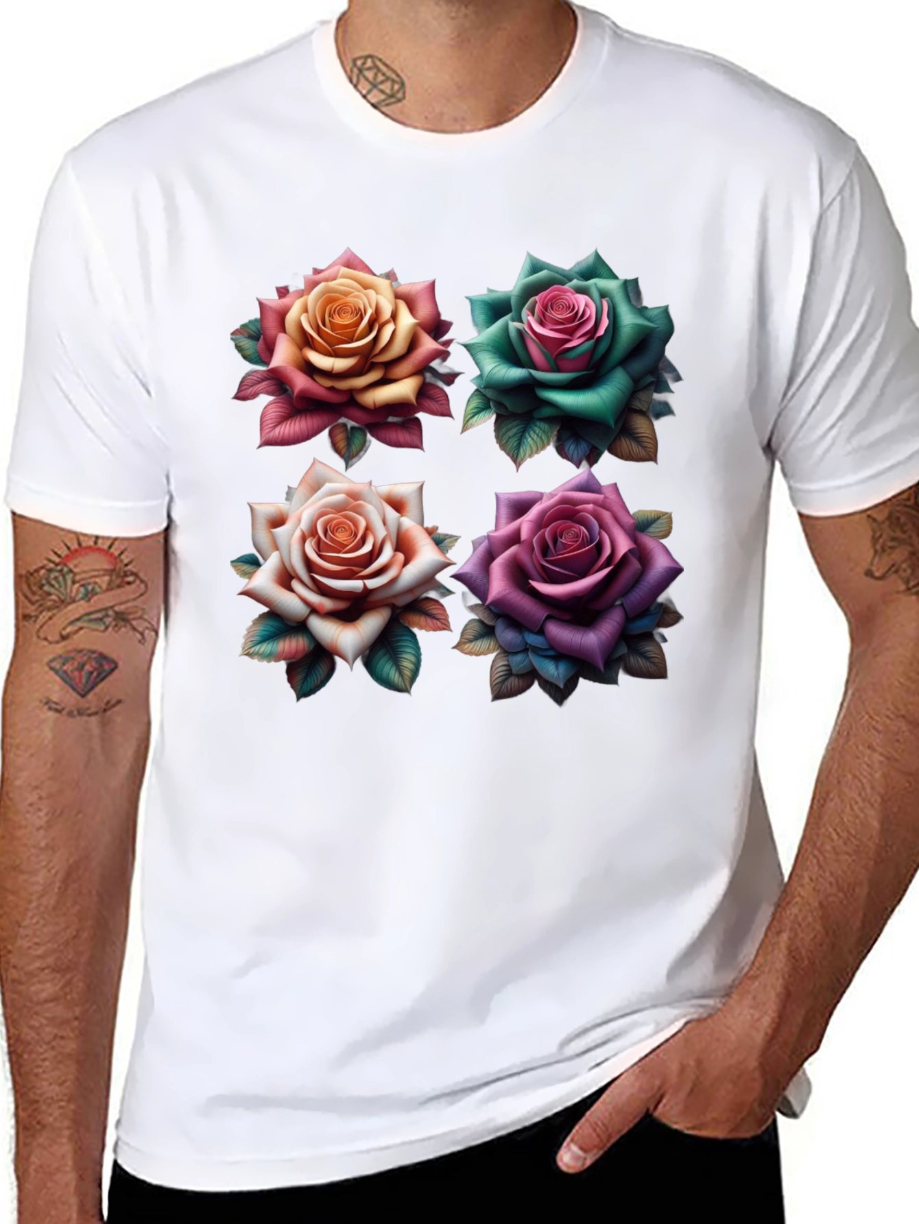Floral Roses Graphic T-Shirt - Unique Design
