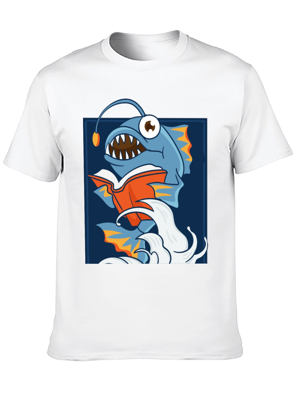Anglerfish Reading Book Graphic T-Shirt