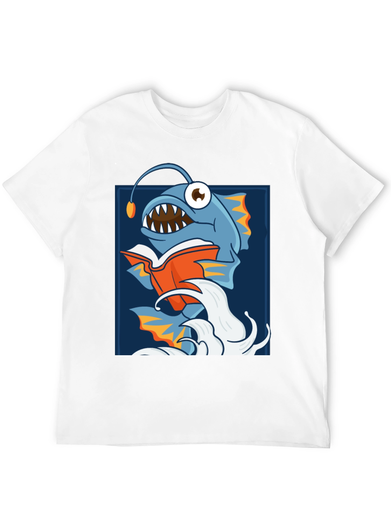 Anglerfish Reading Book Graphic T-Shirt