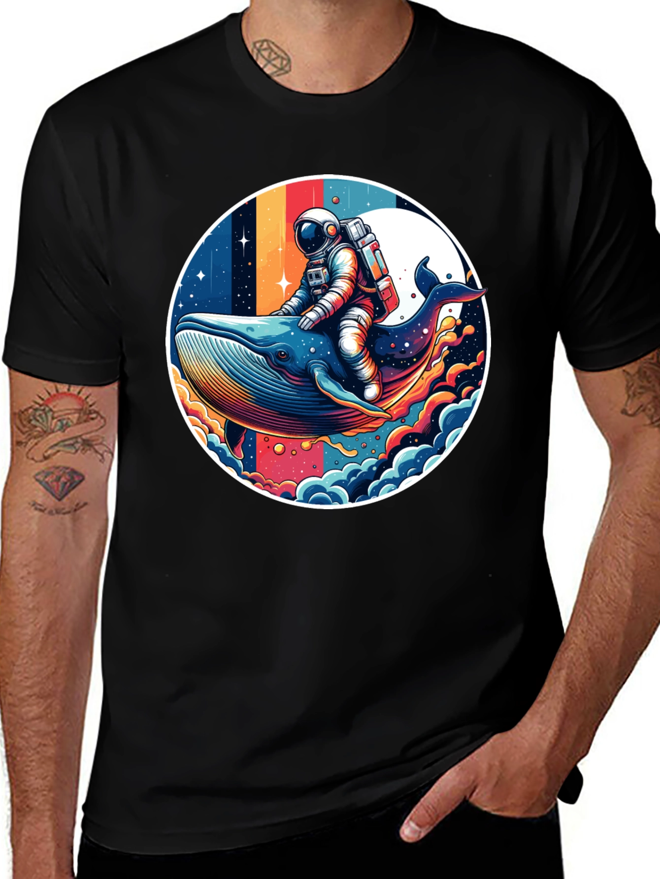 Astronaut Whale Ride Graphic Tee - Unique Design