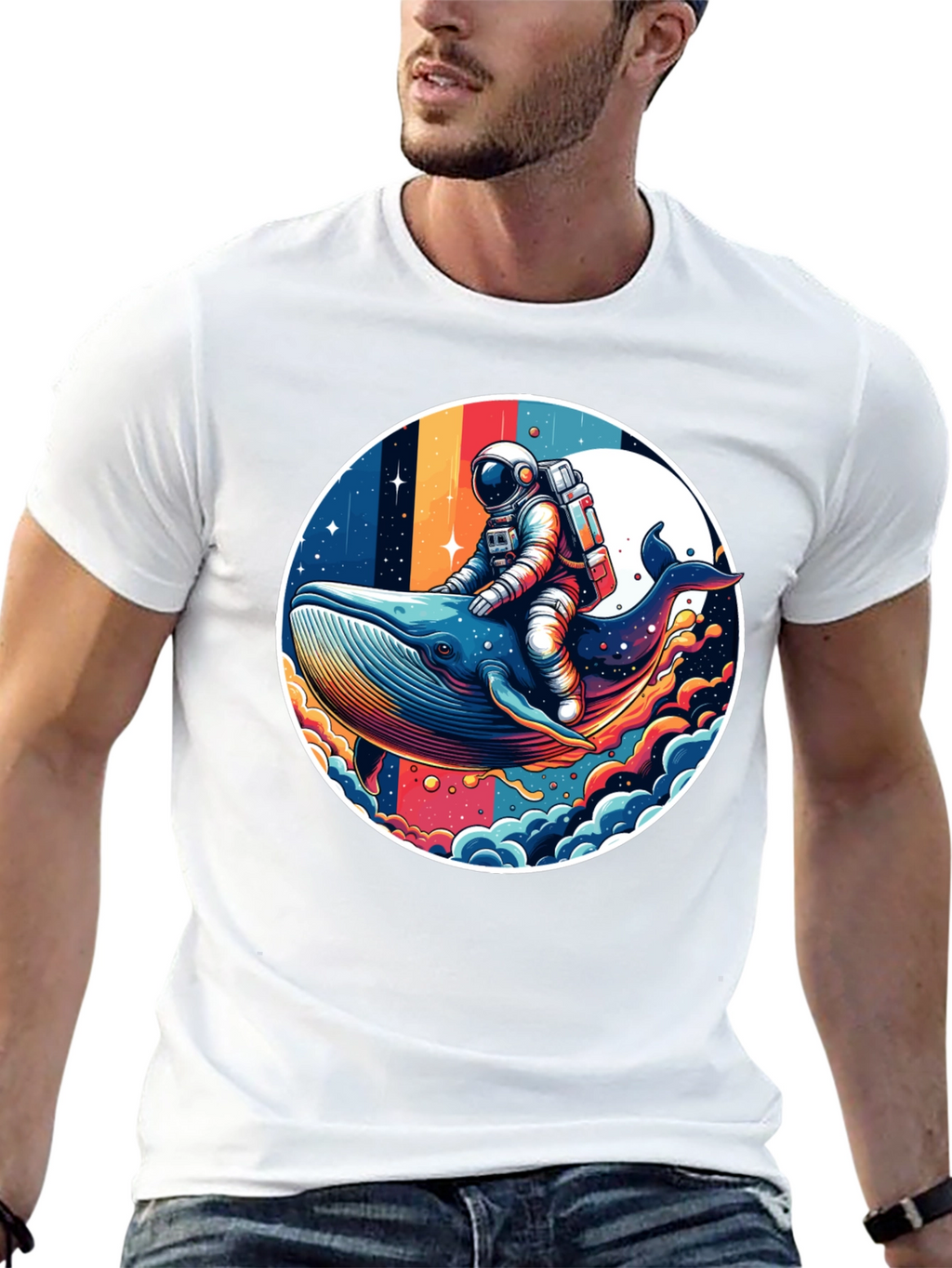 Astronaut Whale Ride Graphic Tee - Unique Design