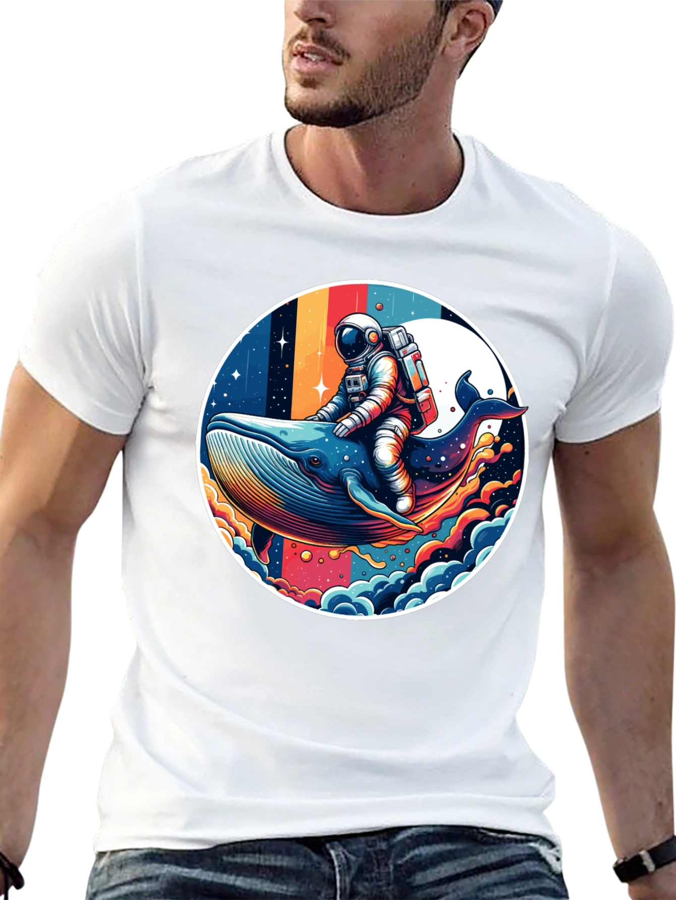 Astronaut Whale Ride Graphic Tee - Unique Design