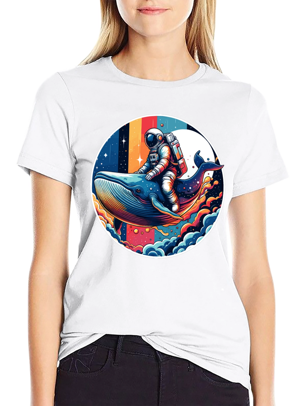 Astronaut Whale Ride Graphic Tee - Unique Design