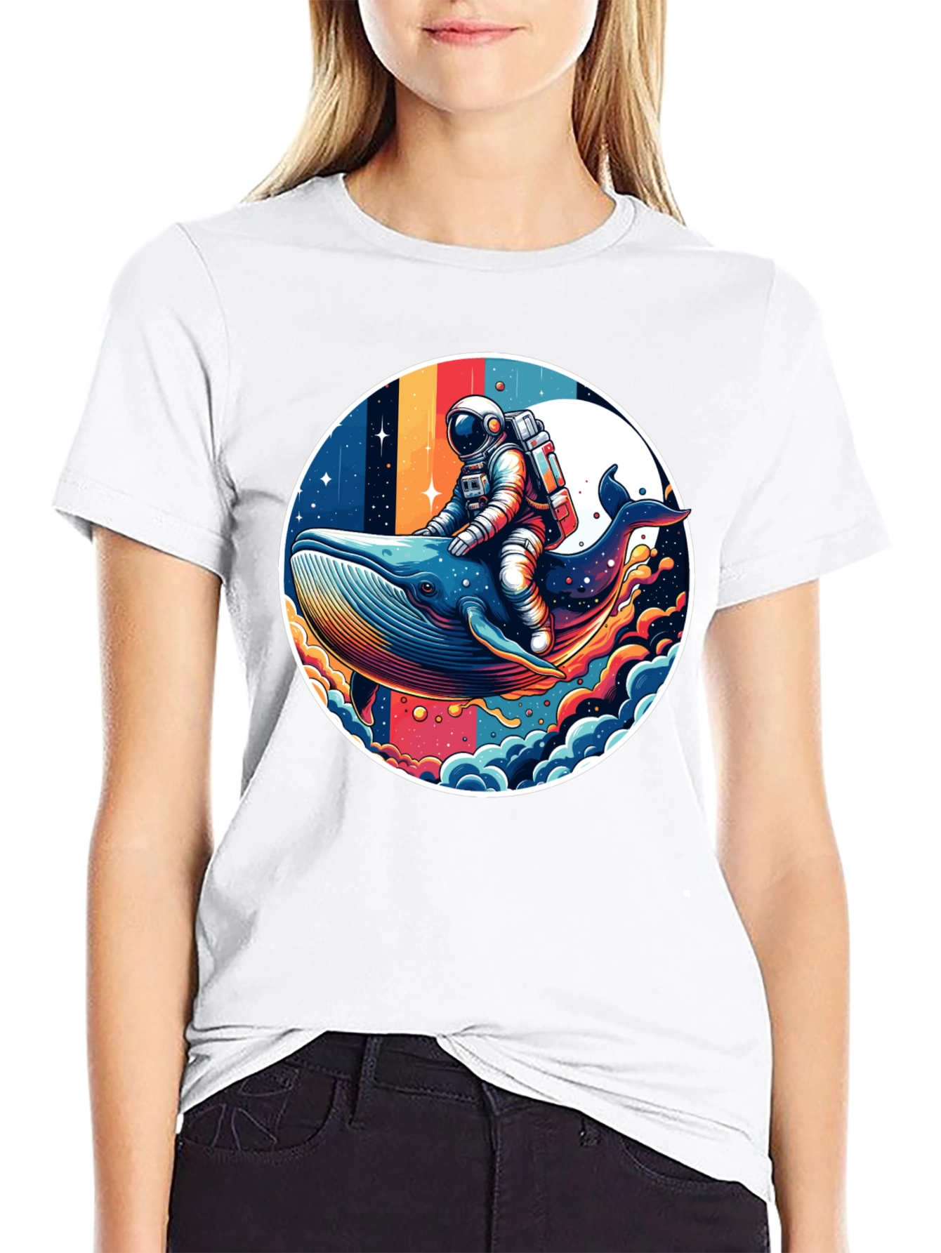 Astronaut Whale Ride Graphic Tee - Unique Design