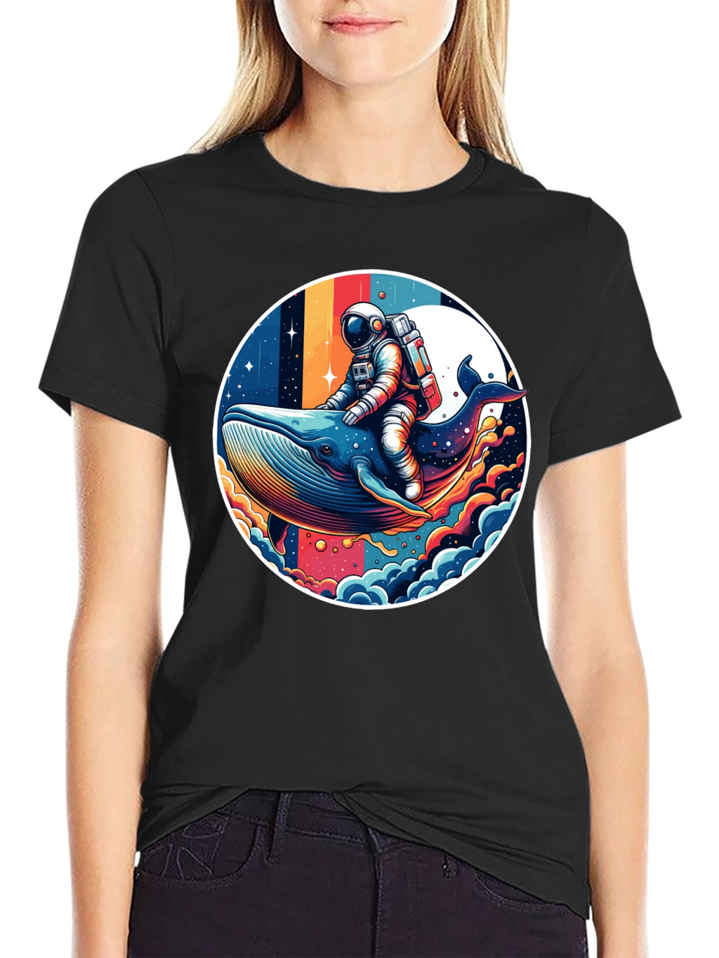 Astronaut Whale Ride Graphic Tee - Unique Design
