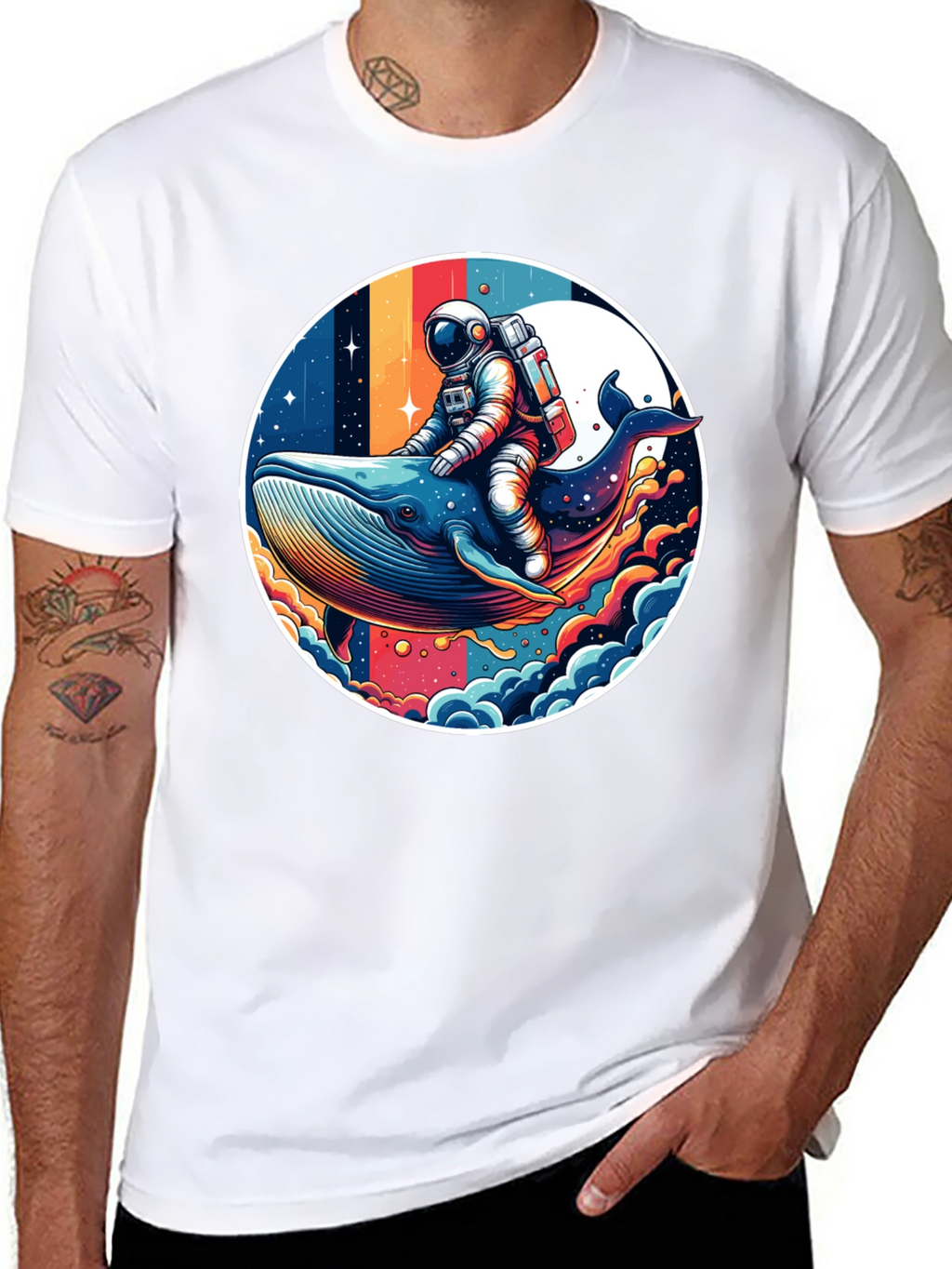 Astronaut Whale Ride Graphic Tee - Unique Design