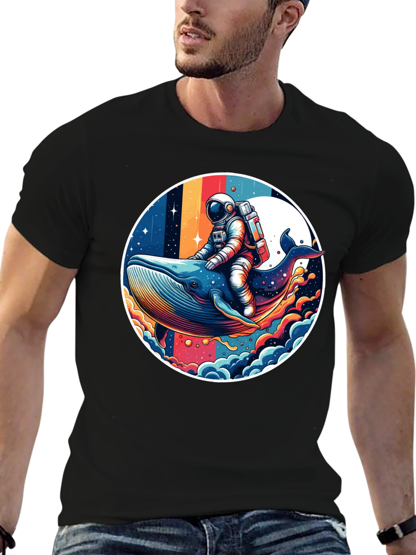 Astronaut Whale Ride Graphic Tee - Unique Design
