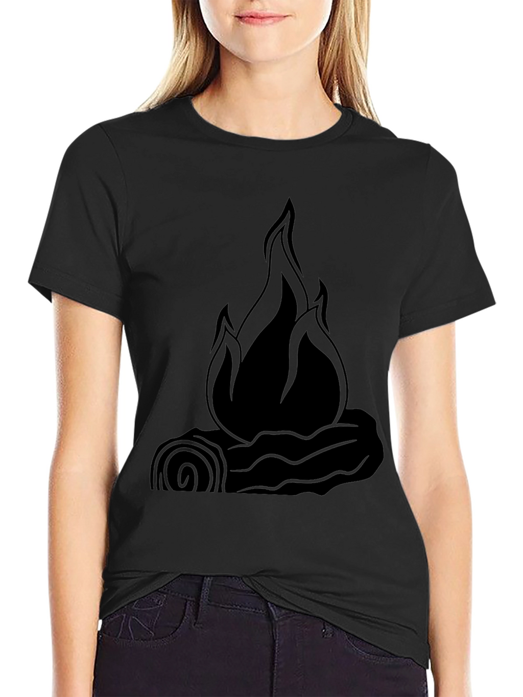Campfire Graphic Tee - Black Cotton T-Shirt