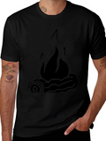 Campfire Graphic Tee - Black Cotton T-Shirt
