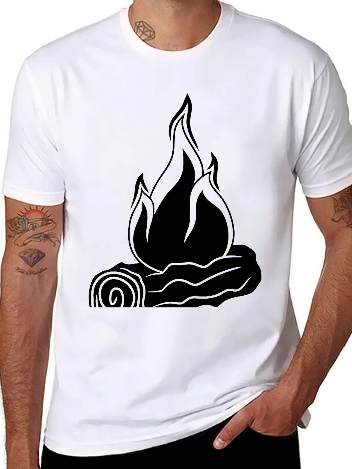Campfire Graphic Tee - Black Cotton T-Shirt