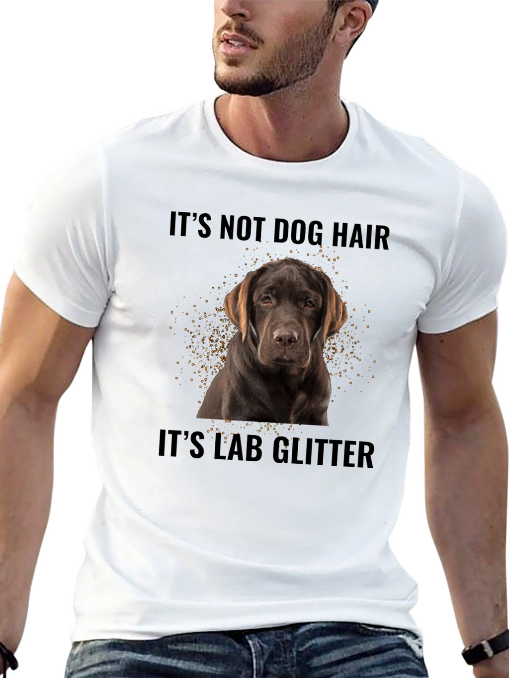 Lab Glitter Dog T-Shirt - Unisex Black Tee